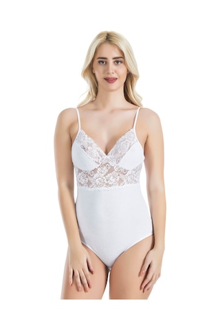 İp Askılı Dantelli Kadın Body 334 Beyaz
