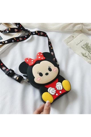 Minnie Mouse Tasarım Silikon Omuz Askılı Çanta-16 Altın