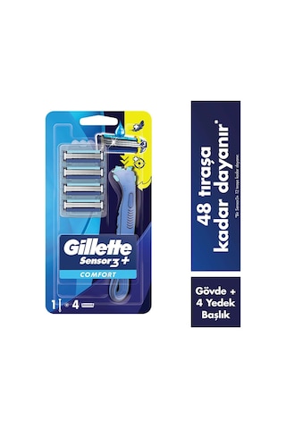 Gillette Sensor3+ Comfort 4'lü Yedek Bıçağı Başlıklı Tıraş Makinesi