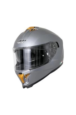 Sway Sw 865 Solid Motosiklet Kaskı Gri - Sarı