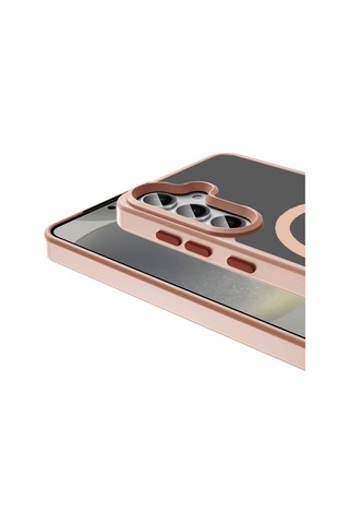 Vendas Galaxy Uyumlu S25 Plus Kılıf M-safe Şarj Özellikli Mat Arka Yüzey Zore Sio Kapak + Hayalet Ekran Koruyucu Rose Gold