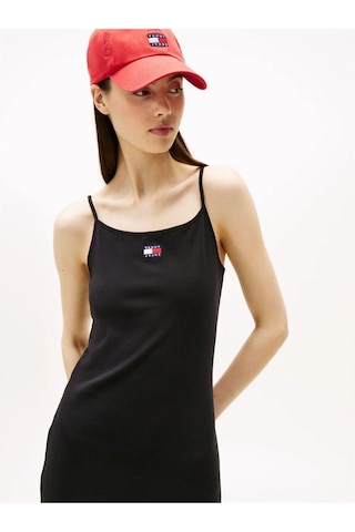 Tommy Hilfiger Tjw Strappy Badge Rıb Mıdı Dress-8722 Black