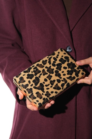 Marcona Siyah Sarı Desenli Kadın Abiye Çanta Leopar