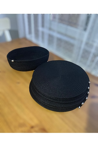 Kordon İpten Siyah 6lı Supla Takımı Ve Ekmeklik Siyah