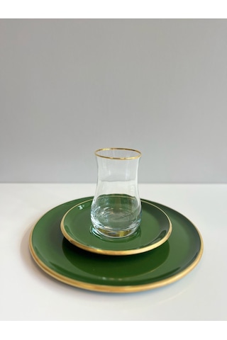 Glore 18 Parça Solid Pasta Çay Seti Yeşil 85495 Yeşil