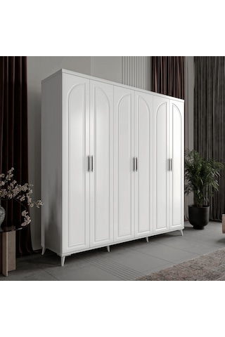 Kemer 6 Kapaklı Komple Mdf Beyaz Gardırop
