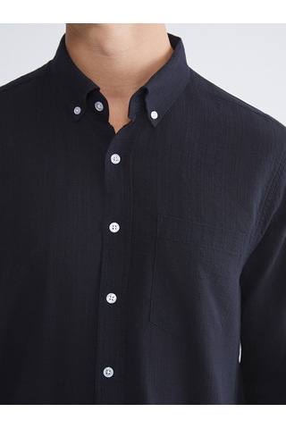 Lcwaıkıkı Classic Lacivert Regular Fit Uzun Kollu Erkek Dokulu Gömlek