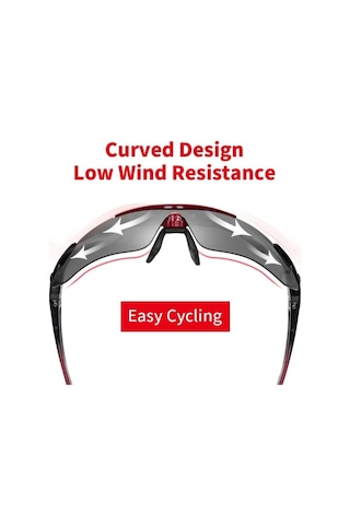 Rockbros Polarize %100 Uv Korumalı Kırmızı 5 Lensli Bisiklet Spor Dağ Kayak Gözlüğü Kırmızı - Siyah