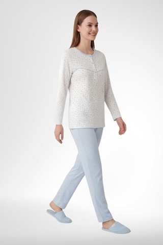 Mecit Pijama Mecit 6361 Mavi %100 Pamuk Büyük Beden Kadın Pijama Takımı