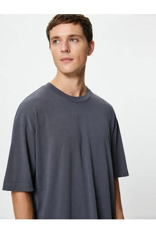 Koton Oversize Tişört Basic Bisiklet Yaka Kısa Kollu Pamuklu Mavi 4sam10108hk Mavi