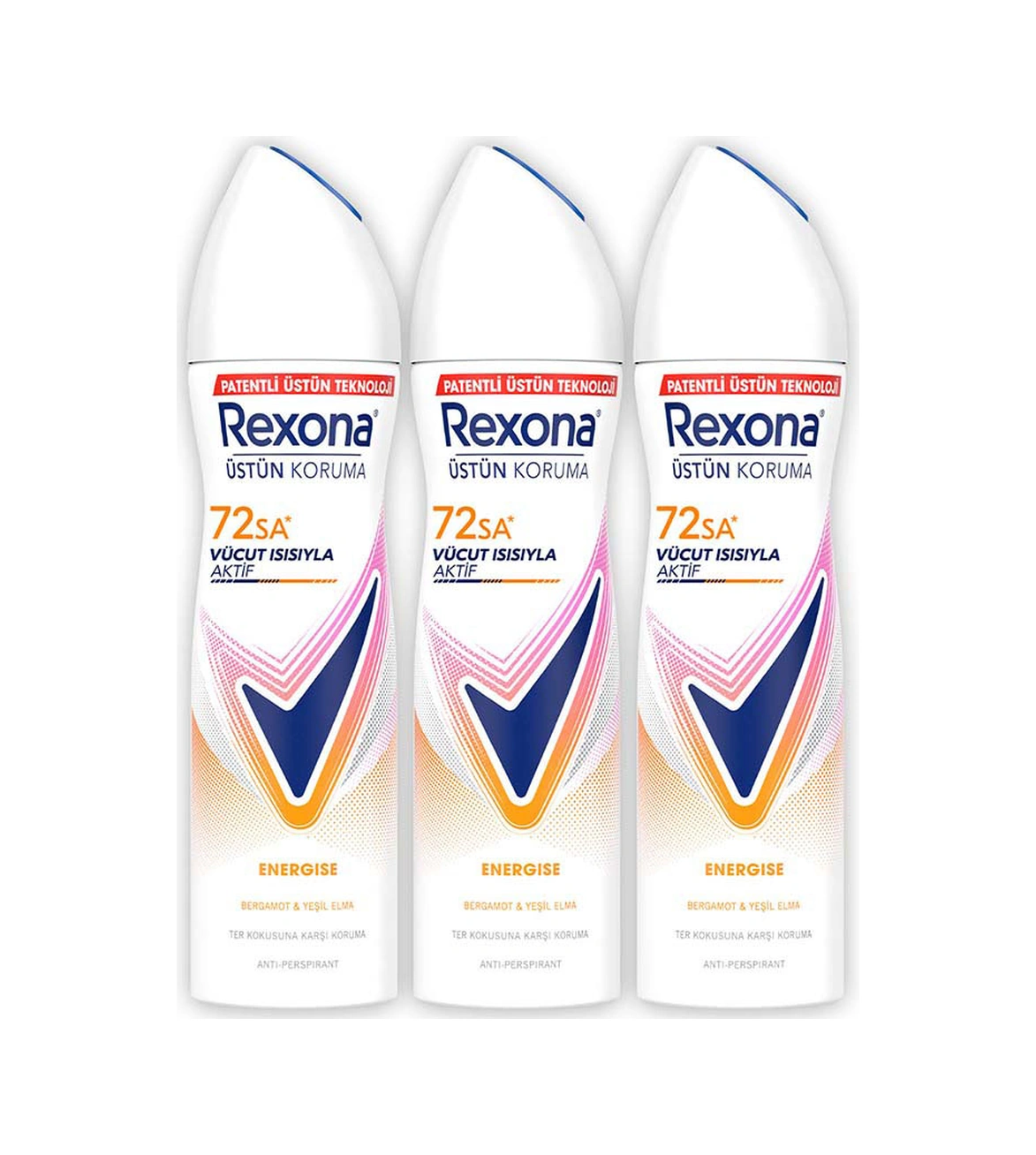 Rexona Kadın Sprey Deodorant Energise Bergamot & Yeşil Elma 150 Ml X3