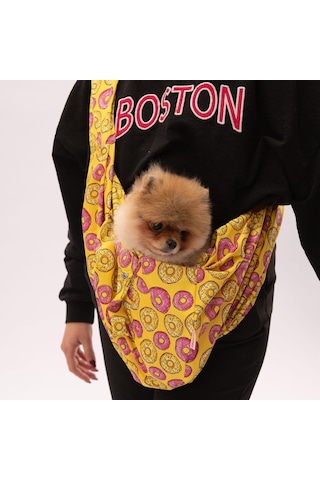 Pawstar Donut Desenli Crossbody Çanta Kedi Köpek Taşıma Çantası