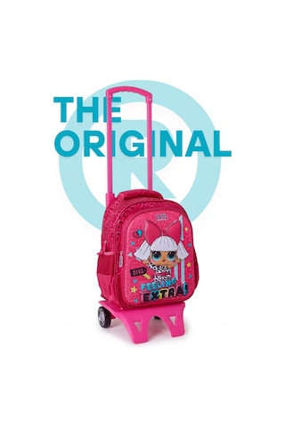 Lol Surprise Canlı Renkli Çıkarılabilir Çekçekli Kız Çocuk Okul Çantası 2188 Pembe
