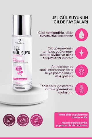 Velvatura Doğal Jel Gül Suyu 100 ML