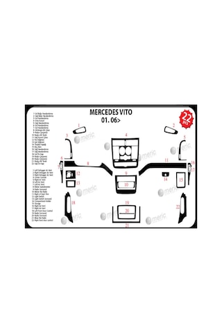 Mercedes Vito Piano Black Kaplama 2004-2006 22 Parça Ücretsiz Kar