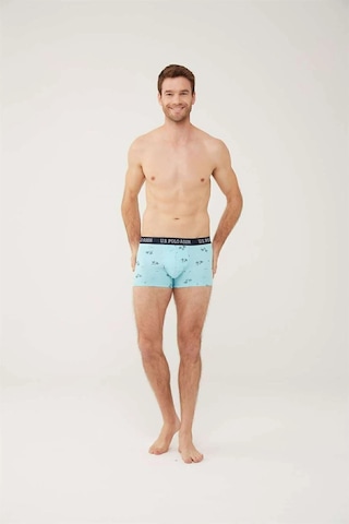 U.S. Polo Assn. Erkek, Lisanslı, Uspa, Turkuaz-lacivert Melanj, 3'lü Boxer Çok Renkli
