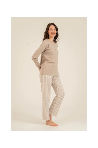 Veraura Lifestyle Arnetta 3779-s Kadın Uzun Kollu Pijama Takım Vizon