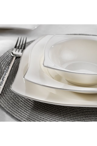 Schafer Bety Yemek Takımı 48 Parça-platin Altın - Beyaz