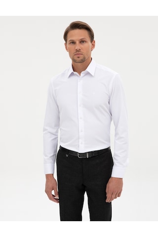 Pierre Cardin Beyaz Slim Fit Uzun Kollu Basic Gömlek 50325338-vr013