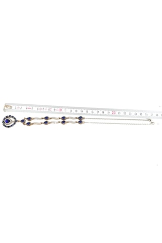 Otantik Safir ve Zirkon Taşlı Gümüş Kolye 925 Ayar 22,55 Gram
