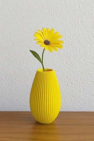 Sarı Dekoratif Vazo, 150 Mm, 3d Baskı
