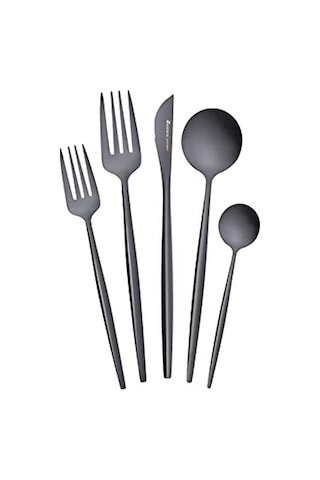 Karaca Orion Black 30 Parça 6 Kişilik Çatal Kaşık Bıçak Seti Açık Ceviz