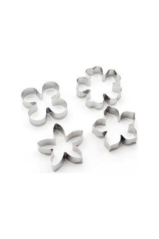 4pcs Çiçek Şekli Kurabiye Kesici Mutfak Ev Diy Pişirme Aksesuarları İçin Yeniden Kullanılabilir Metal Kurabiye Kesici Çok Renkli