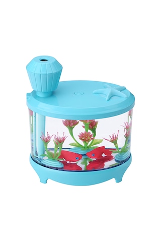 Teltree Usb Akvaryum Nispetli Nemlendirici - Ev Ve Ofis İçin Hava Temizleyici, Romantik Gece Lambası,淡蓝色, 6 Saat Otomatik Kapatma Özelliği