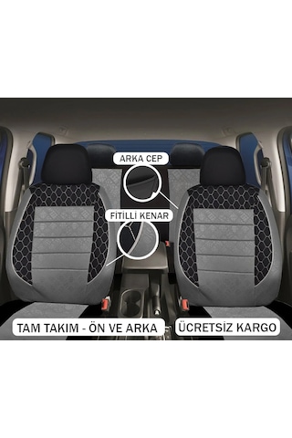 Fıat Oto Koltuk Kılıf Ön Ve Arka Gofraj Serisi Grı