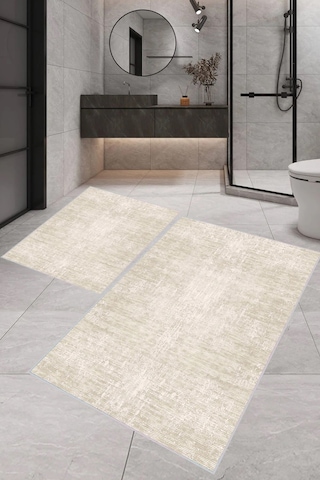 Eliana Home Dijital Baskı 2'li Banyo Paspas Takımı Lna5-1500 100x60 Ve 60x50 Cm Bej