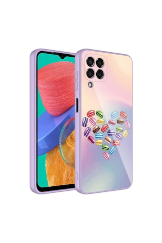 Galaxy M33 Kılıf Kamera Korumalı Desenli Sert Silikon Zore Epoksi Kapak NO1