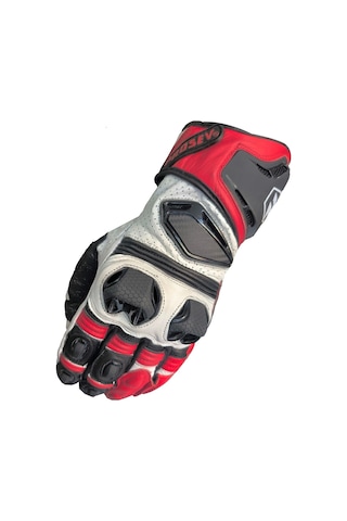 Motoanl Motosiklet Eldiveni Racing Full Koruma Leather Motorcu Eldiven Kırmızı