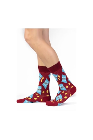 Ozzy Socks Cips Desenli Çorap Kırmızı