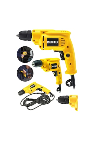 Steiner 1400 Watt 10 Mm Kablolu Darbesiz Vidalama Matkap Sarı