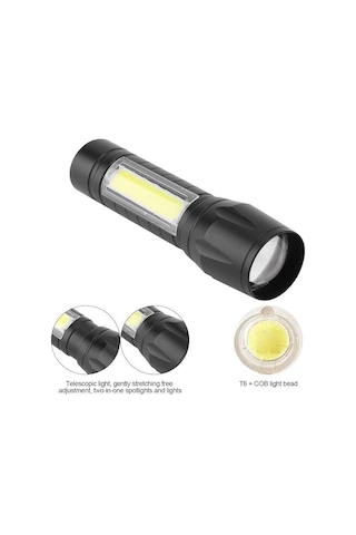 Wellhise 511 Led El Feneri Şarj Edilebilir Type-c Mini El Feneri Ultra Parlak Taşınabilir Küçük Lamba Yüksek Güçlü Siyah