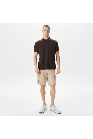 Nautica Erkek Kahverengi Classic Fit Kısa Kollu Polo Düz K45315t Kahverengi