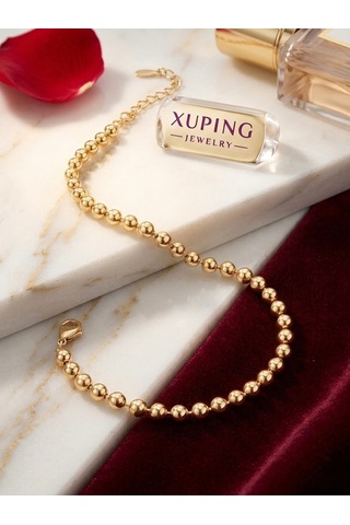 Xuping Premium 14k Altın Kaplama Minimalist Top Zincir Dorika Kadın Bileklik Altın - Çelik