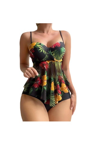 Kadınlar İçin 2023 Kadın Tasarımcı Bikini İki Adet Set Yüksek Bel Mayo Zayıflama Mayo Kadın Push Up Vintage Beachwear Siyah