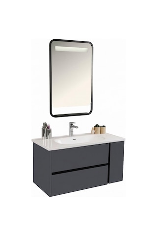 Kobos Linear 100 Cm Banyo Dolabı Seti Füme