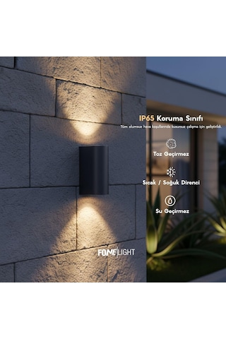 Lunara Led Duvar Apliği Ip65 Alüminyum Dış Mekan Bahçe Balkon Teras Cephe Aydınlatması Modern Antrasit 3000k Çok Renkli