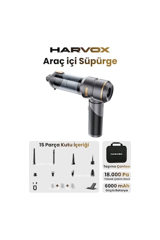 18000pa Güçlü Vakum Araç Süpürgesi Taşınabilir Çantalı 6000mah Bataryalı Üflemeli Hxvc-002