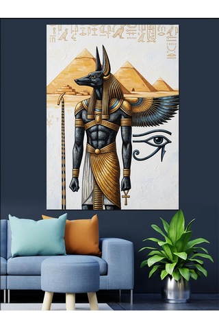 Ahşap Tablo Antik Mısır Tanrısı Anubis