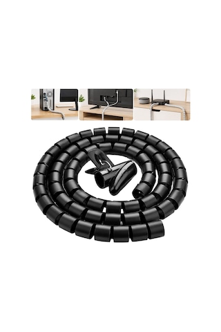 S-link Sl-195 28mm 20 Metre Siyah Spiral Kablo Düzenleyici Toplayıcı Pratik Uygulama Aparatlı