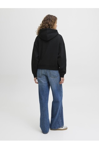 Kadin Minimal Logo Baskili Kapüsonlu Sweatshirt - Studio - 12280152 Black