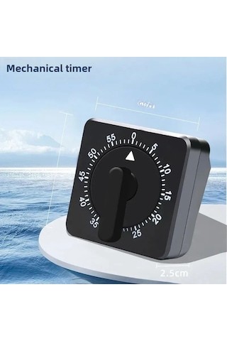 Symbee Küçük Kare Mutfak Mekanik Zamanlayıcı - Pil Gerektirmeyen, Doğal Enerji, Kesin Zamanlama, Dekoratif Ve Dayanıklı Siyah