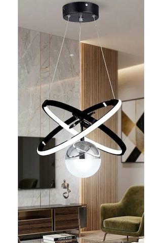 Modern Carla Tek Top Led Sarkıt Avıze,siyah ,3 Renk Ayarlanabilir Led Avize.antre
