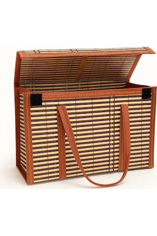Bambu Desenli Kapaklı Saklama Kutusu Seti 30x20x19 Cm Karışık Renk