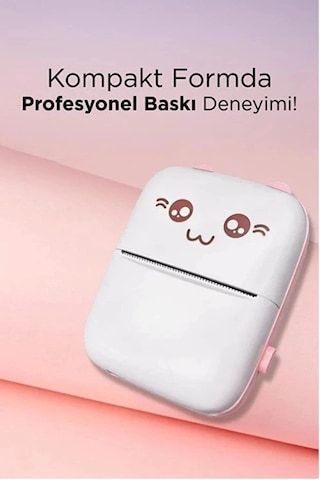 Mini Fotoğraf Yazıcı Kablosuz Etiket Yazıcı Baskı Makinesi Uyumlu iOS Android Uyumlu Termal Printer Pembe