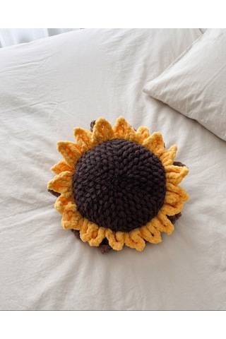 Sunflower Cushion Yastık Kırlent Kahverengi - Sarı