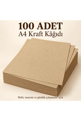 Lexroo A4 Kraft Kağıdı, 100 Adet, 21 X 29,7 Cm, Kahverengi, Hobi,